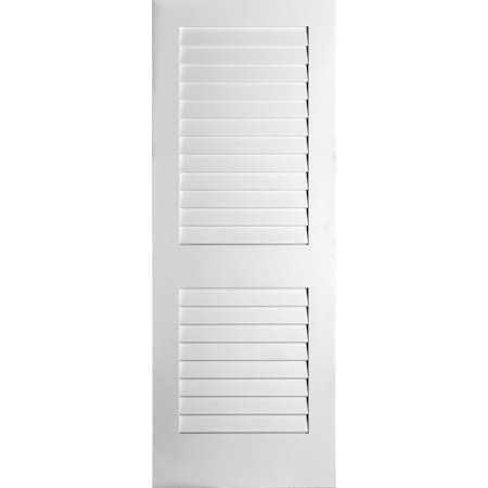 Codel Doors 30" x 80" Primed Plantation Louver Interior Shaker Slab Door 2668pri8730
